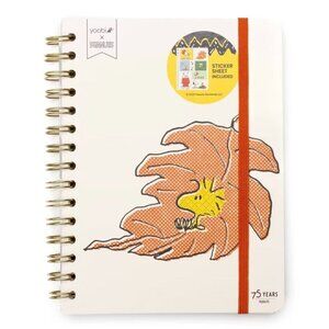 Yoobi Peanuts 6"x8" Spiral Journal with Elastic Band Woodstock Leaf
